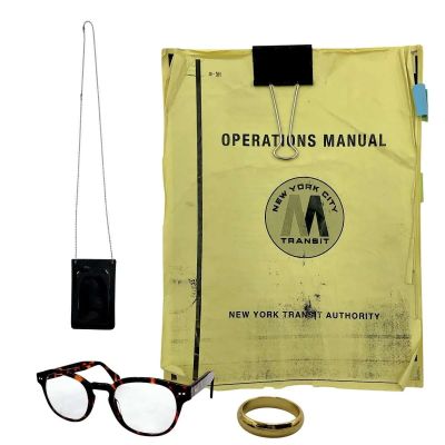 Lot #66: Play Dirty Ed Screen Used MTA Manual, Ring, Glasses & ID Holder