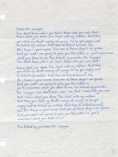 Lot 1040 - Josh Holloway "Sawyer" revenge letter from Lost.