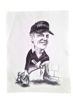 Lot 17 - Friday Night Lights Coach Gaines (Billy Bob Thornton) Caricature