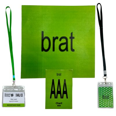 Lot 51: The Moment Charli XCX (Charli XCX) Production Used Brat (2) Passes, AAA Tag & Sheets | VIP Fan Auctions