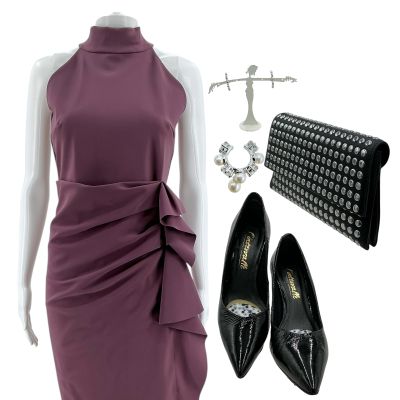 Lot 129: Relationship Goals Treese Moore Screen Worn Chiara Boni Dress, Clutch, Earrings, Ear Cuff & Heels Ch 18 Sc Multiple | VIP Fan Auctions