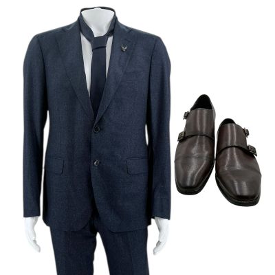 The Handmaid’s Tale Nick Blaine Screen Worn Business Suit, Tie, Pin & Dress Shoes Ch 6 Ep 604 | VIP Fan Auctions