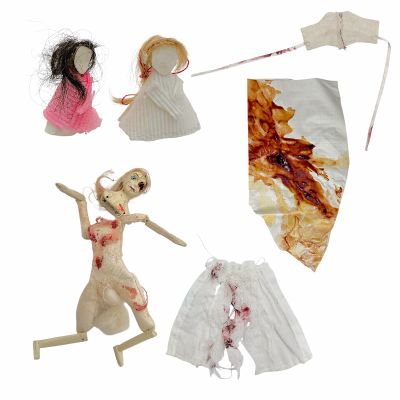 Lot 55: Wuthering Heights Isabella (Alison Oliver) Screen Used Doll House Cathy’s Doll, Chemise, (2) Mini Dolls & Mini Table Cover | VIP Fan Auctions