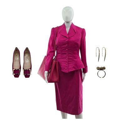 Lot 125: The Sheep Detectives Lydia Harbottle Screen Worn Ring, Earrings, Heels, Bag, Suit Jacket & Suit Skirt Ch 3 Sc 114pt1-117 | VIP Fan Auctions