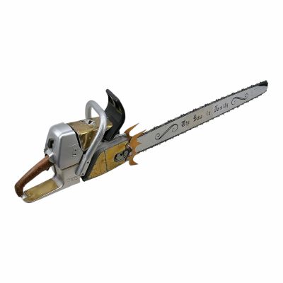 Lot 85: Leatherface: The Texas Chainsaw Massacre III (1990) Leatherface (RA Mihailoff) Replica Excalibur Chainsaw | VIP Fan Auctions