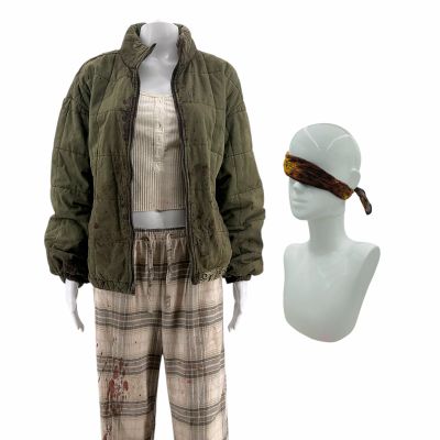 Lot 122: Onslaught Celeste Cross Screen Worn Jacket, Undershirt, PJ Pants & Bandana Ch 1c | VIP Fan Auctions