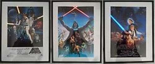 Star Wars | Star Wars - Lot of 3 - The Original Trilogy - Framed, with Neon highlights (fanmade) | Catawiki