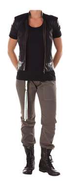 Lot 665 - "Marley" gray pants, black shirt and vest ensemble.