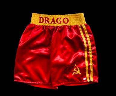 Rocky IV - Dolph Lundgren (Ivan Drago) - Signed Boxing Trunks , with JSA Coa | Catawiki