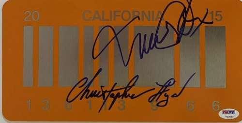 Back to the Future - Part II - Replica License Plate - Double signed by Michael J Fox (Marty) & Christopher Lloyd (Doc) - | Catawiki