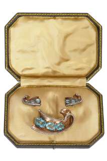 Lot 66 - Madonna‘s Trifari brooch and earrings, 1940s worn in the role of Eva Peron in the film ‘Evita‘, 1996