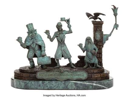 Haunted Mansion "Hitchhiking Ghosts" bronze sculpture. ...