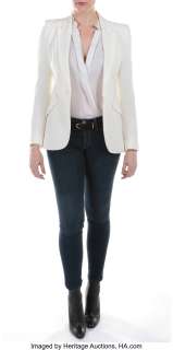 "Vivian Wembley" crème blazer and jeans ensemble from Transformers: The Last Knight. ...
