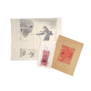 POLTERGEIST (1982) - Lot #262: Set of Four Hand-Drawn Paul Huston Closet Mouth and Ghost Concept Illustrations