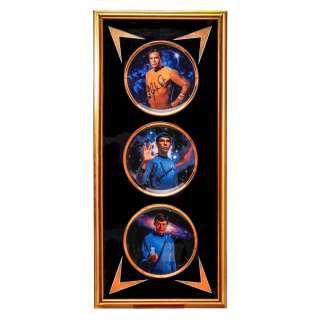 Star Trek Autograph 25th Anniversary Captain Commemorative Collection Framed Plates Of Captain James Kirk Spock Dr Mccoy | VIP Fan Auctions