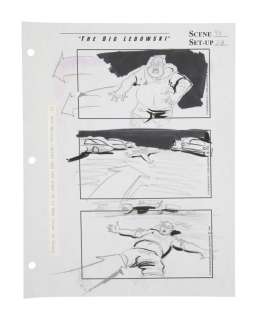 The Big Lebowski | One Page, Scene 74 / Set-Up 24 | "Car Fire Scene" Original Storyboard | Julien’s