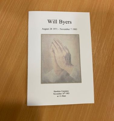 stranger things prop Will Byers (Noah Schnapp) funeral program with COA | eBay Europe (Buy It Now)