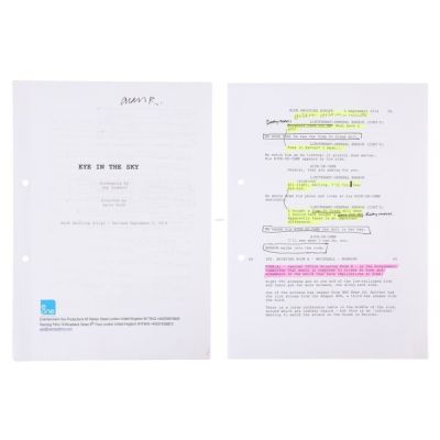 EYE IN THE SKY (2015) - Lot #591 : The Alan Rickman Archive: Hand-Annotated Personal Shooting Script