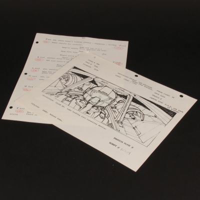 Star Wars Episode IV: A New Hope - ILM production used storyboard & fourth draft script page - Luke in Death Star trench