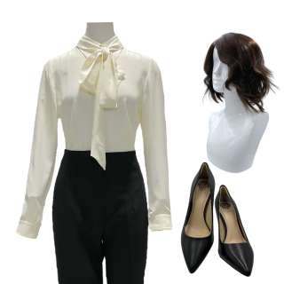 The Underdoggs Judge Tara Williams Screen Worn Button-Up Shirt, Pants, Wig & Heels Ch 1 Sc 29 | VIP Fan Auctions