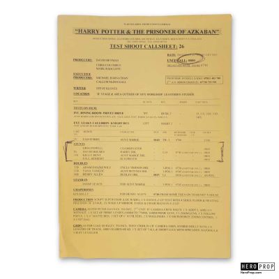 Harry Potter And the Prisoner of Azkaban | Harry Potter and the Prisoner of Azkaban (2004) – Test Callsheet #26 | HeroProp
