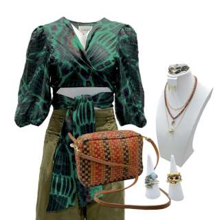 Road House Frankie Screen Worn Long Sleeve Shirt, Zip-Front Pants, Shoulder Strap Purse, Assorted Rings Set, Necklace Set, Bracelet & Earrings Ch 1 Sc 2-4 | VIP Fan Auctions