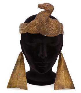 Theda Bara Cleopatra brass headpiece with (1) original and (1) reproduction pyramid earring. | Profiles in History