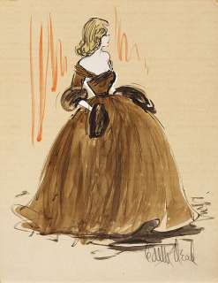 Edith Head vintage original costume sketch of Bette Davis as "Margo Channing". | Profiles in History