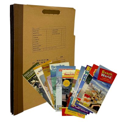 Lot 15: Eternity Joan (Elizabeth Olsen) Screen Used Brochure Stack & File | VIP Fan Auctions