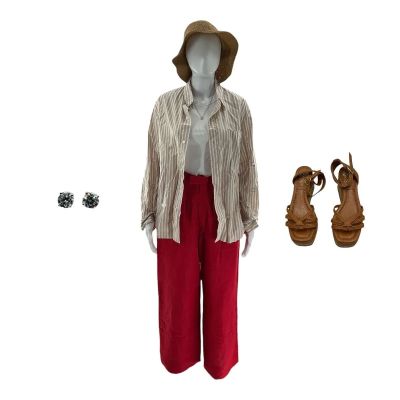MERV MJ Screen Worn Earrings, Platform Sandals, Hat, Necklace, Pants, Button-Up Shirt & Ribbed Tank Top Ch 1 Sc 71-82 | VIP Fan Auctions