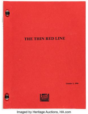 Nick Redman Personal The Thin Red Line (TCF, 1998) Script with Occasional Music-Effects Notations . | Heritage
