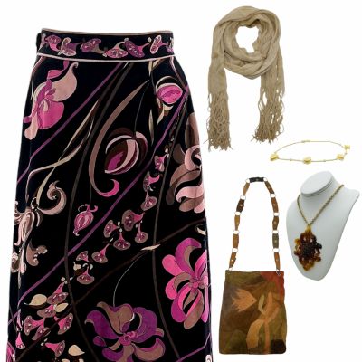 Lot 6: Tony Nancy Production Worn Skirt, Necklace, Bracelet, Scarf & Purse Ch 17 Sc 93 | VIP Fan Auctions