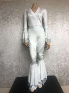 "Superhero Show - Season 3 Ep. 11" - #1 Hero - White & Silver 1970’s jumpsuit w/flared arm cuffs & h | Direct Liquidation