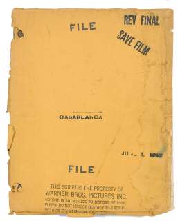 Lot 63 - A revised final screenplay of Casablanca