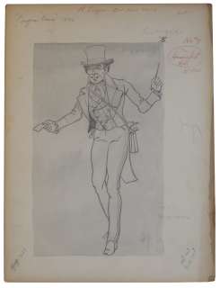 Oscar Winning Costume Designer, Arlington Valles Original Sketch for ’’The Gorgeous Hussy’’ 1936 MGM Film | Nate Sanders