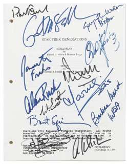 Lot 1291 - A Star Trek Generations script signed by 13 members of the film‘s cast