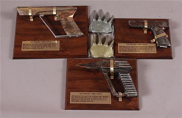 "ICE PIRATES" - 3 MOUNTED PROP PISTOLS AND PROP HAND WEAPONS | Apple Tree Auction Center
