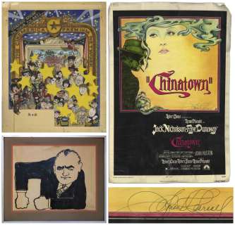 Film Artwork Created by Noted Artist James Pearsall -- Includes Signed ‘‘Chinatown‘‘ One Sheet, Original Concept Art for Groundbreaking 1964 Documentary ‘‘Point of Order‘‘ & Early Premium Cable TV Art