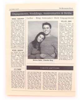 Friends | The Geller-Bing Wedding Newspaper Announcement | Propstore