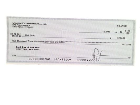 Lot 125 - The Upside Dell (Kevin Hart) Paycheck Movie Props