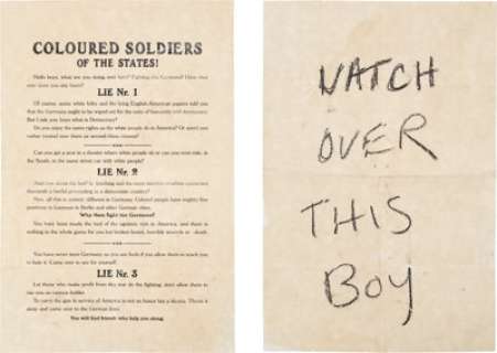 "Watch Over This Boy" on back of "Coloured Soldiers of the States" flyer from Watchmen, Mult... | Heritage