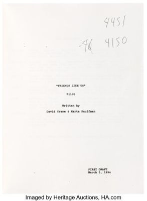 Friends (NBC TV, 1994-2004), Pilot Script, "Six of One" Pamphlet, Journal, and "Chandler Bing" Driver’s License. | Heritage