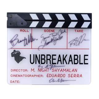 Unbreakable (2000) - Lot 1411 - M. Night Shyamalan and Cast-Autographed Clapperboard