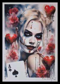 Harley Quinn - watercolor edition "Surreal Harmonies" by Emma Wildfang - Large size | Catawiki