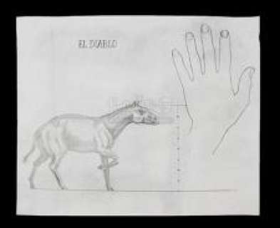 THE VALLEY OF GWANGI (1969) - Lot 204 - Ray Harryhausen Hand-Drawn Scale Comparison of El Diablo