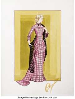 Walter Plunkett original costume sketch of Lillian Gish as "Laura Belle McCanles" in Duel in the Sun. ...