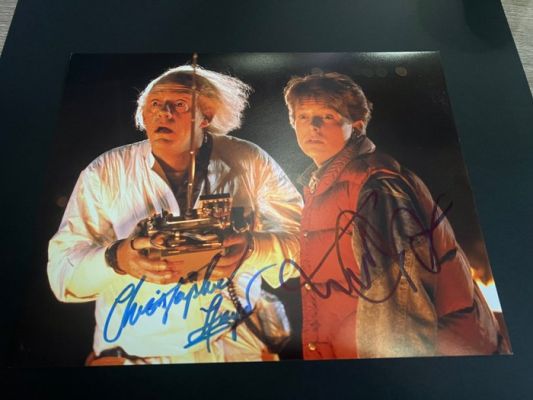 Back to the Future - Michael J. Fox & Christopher Lloyd - Signed - Beckett Witnessed 11x14" - BTTF 35