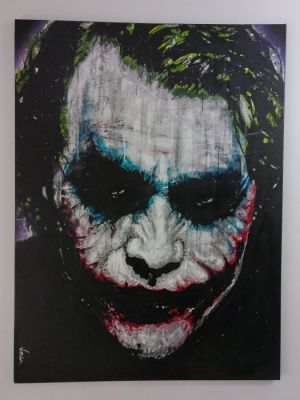 Joker - Heath Ledger - The Dark Knight - By PopArt Artist Vincent Mink - Handpainted and signed. - Portrait | Catawiki