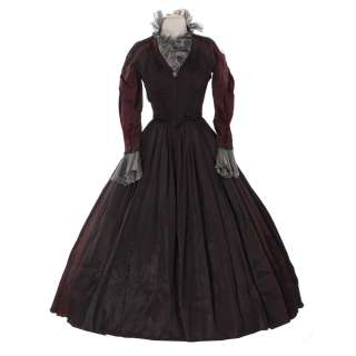 Lot 205 - Olivia de Havilland 2-piece black/burgundy iridescent period dress from My Cousin Rachel