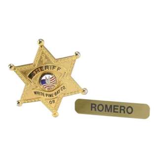 BATES MOTEL (T.V. SERIES, 2013-2017) - Lot #1141 : Sheriff Alex Romero‘s (Nestor Carbonell) White Pine Bay Badge and Name Tag